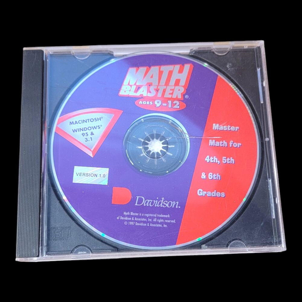 Math Blaster Ages 9-12 CD-ROM Davidson v1.0 Win 95/3.1 Mac 4th-6th
